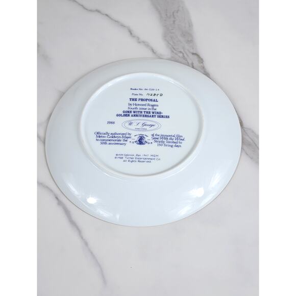 The Proposal Gone With The Wind Year 1988 Fine China 8 1/2" Wall Decor Plate Vtg - Picture 11 of 13